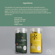 Load image into Gallery viewer, Bhutan Incense Cone-Energy Cleansing & Wealth Yellow/Green Tara (Kuegacholing)