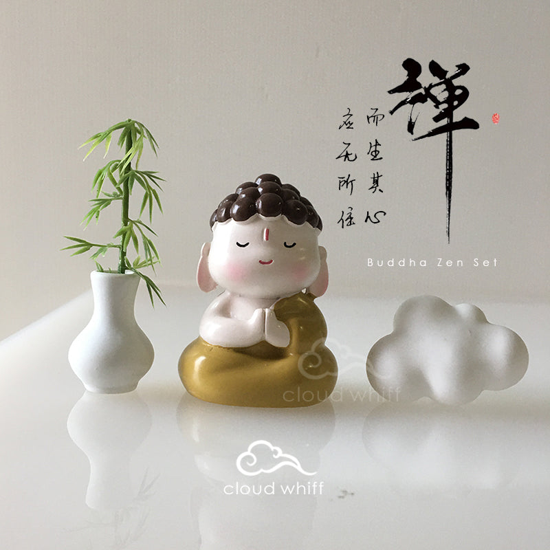 Zen Buddha I Guanyin statue + Cloud Aroma diffuser stone