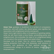 Load image into Gallery viewer, Bhutan Incense Cone-Energy Cleansing &amp; Wealth Yellow/Green Tara (Kuegacholing)
