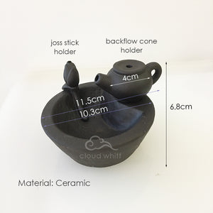 Backflow Cone Burner + Incense Holder - Teapot design