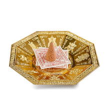 Load image into Gallery viewer, Puja Plate - 8 Auspicious Octagon (Gold) 烟供盘~8吉祥（八角形） 金色
