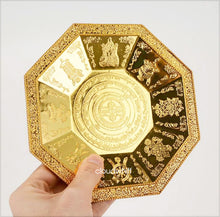 Load image into Gallery viewer, Puja Plate - 8 Auspicious Octagon (Gold) 烟供盘~8吉祥（八角形） 金色
