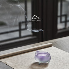 Load image into Gallery viewer, Purple Crystal Glazed Glass Incense Burner 紫色琉璃小香炉
