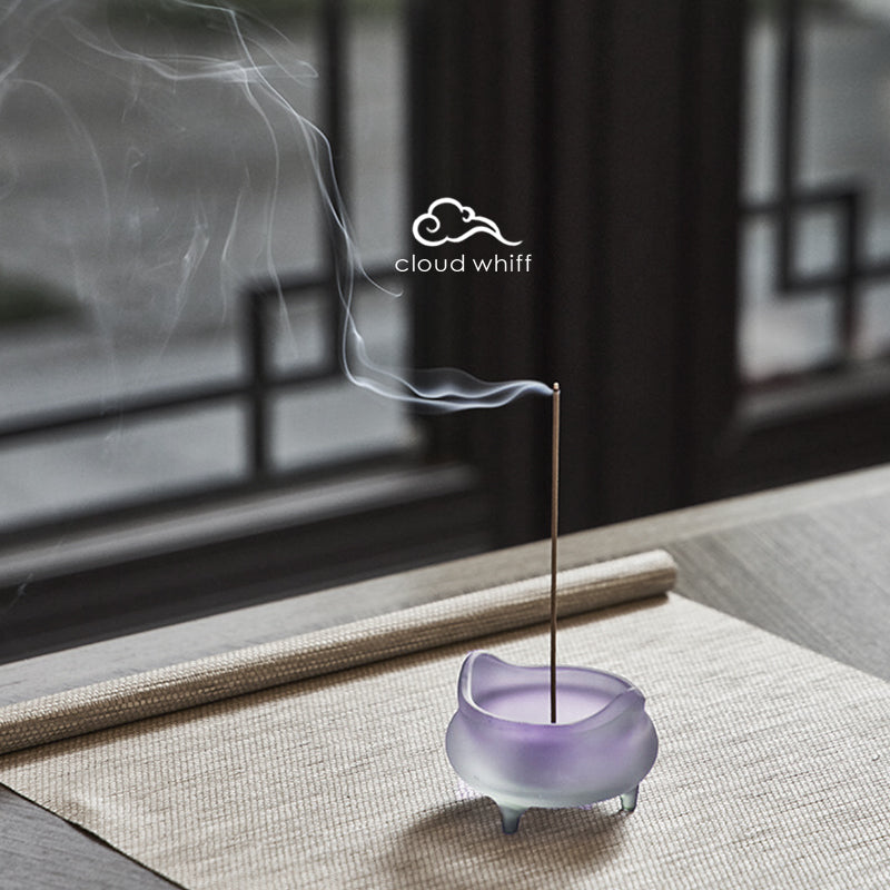 Purple Crystal Glazed Glass Incense Burner 紫色琉璃小香炉