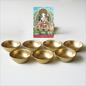 Tibetan Water Offering Bowl 7pc  (Brass) 藏传供水碗7件~黄铜