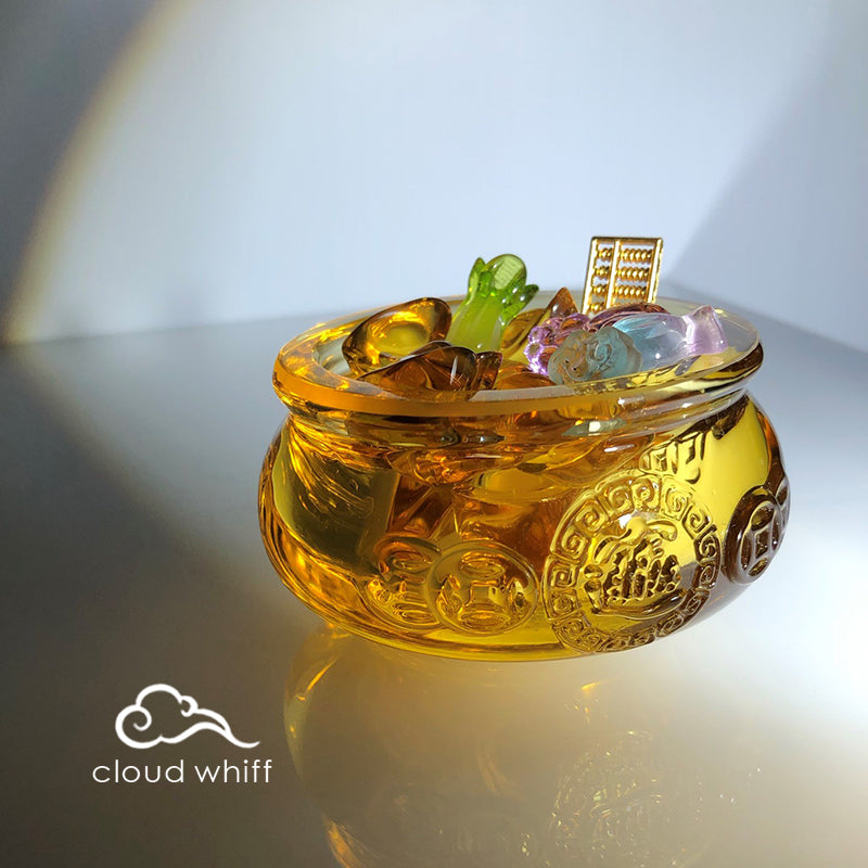好彩头 Wealth Bowl (Citrine color) 聚宝盆 (黄水晶色）8cm
