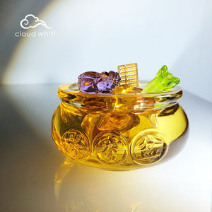 好彩头 Wealth Bowl (Citrine color) 聚宝盆 (黄水晶色）8cm